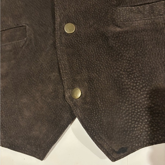 Basic edition western dark brown leather vest M - Picture 4 of 6